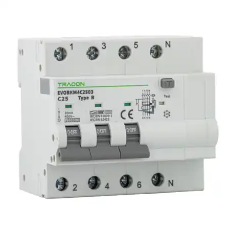 Transport gratuit Disjunctor cu protectie diferentiala, 4P, 5 mod., curba B B20A, 30 mA, 6kA, B Tracon